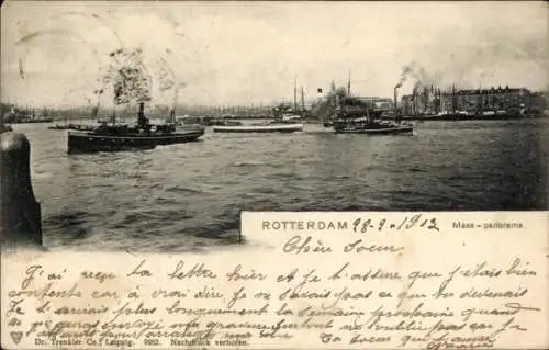 Ak Rotterdam Südholland Niederlande, Hafenansicht, Schiffe, Industrie, Wasser, Rauch