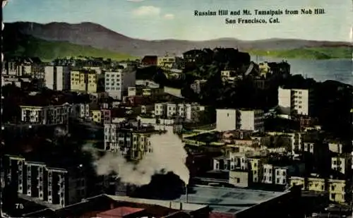 Ak San Francisco Kalifornien USA, Aussicht auf Russian Hill, Mt. Tamalpais, Nob Hill, Stadtansich