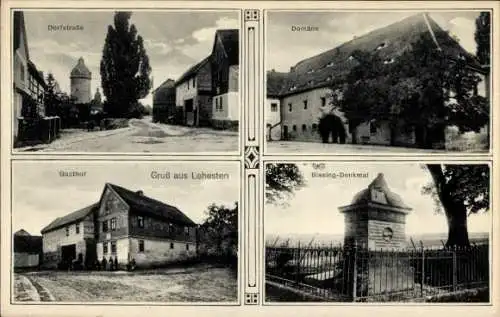 Ak Lehesten im Thüringer Wald, Dorfstraße, Domäne, Gasthof, Gruß aus  Bissing-Denkmal