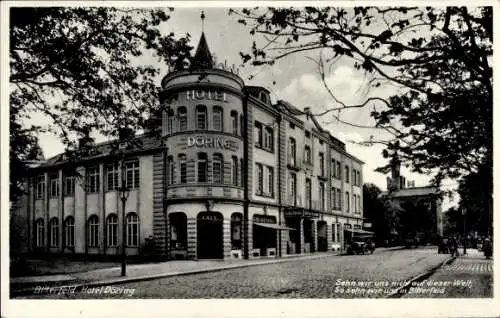 Ak Bitterfeld in Sachsen Anhalt, Hotel Döring, Architektur, Straßenansicht, Text auf 