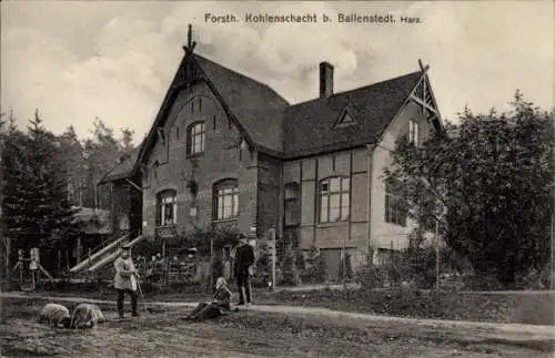 Ak Ballenstedt im Harz, Kohlenschacht, Gebäude