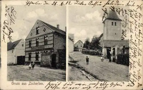Ak Zscherben Teutschenthal im Saalekreis, Gebäude, Straßenansicht, Kinder auf der Straße