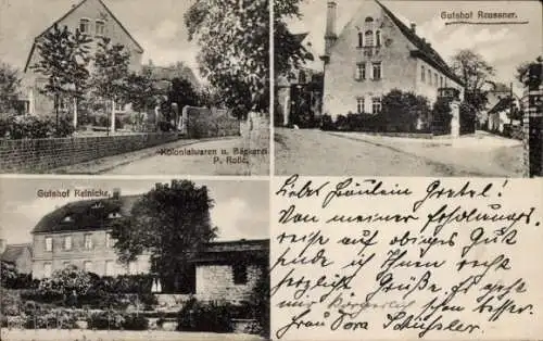 Ak Rottelsdorf Gerbstedt in Sachsen Anhalt, Gutshof Reinicke, Gutshof Reussner, Kolonialwaren u. 