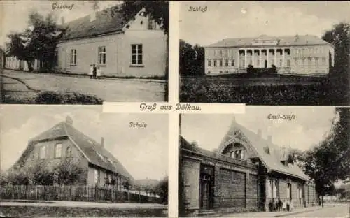 Ak Dölkau Zweimen Leuna an der Saale, Gasthof, Schloss, Schule, Emil-Stift, Gruß aus Dölkau