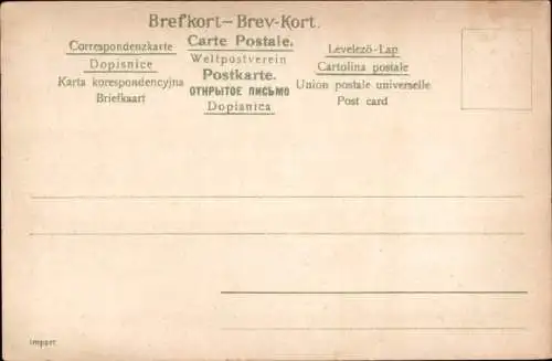 Ak Stockholm Schweden, Vorderansicht eines Straßenpanoramas, zwei Personen, Häuser, Kirchen.