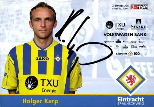 Autogrammkarte Fußballer Holger Karp, Eintracht Braunschweig, Autogramm