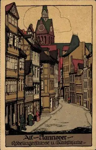 Steindruck Ak Hannover in Niedersachsen, Alt- Röbelingerstraße, Marktkirche