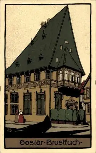 Ak Goslar am Harz, Gebäude mit Spitzdach, idyllische Atmosphäre, r Stil