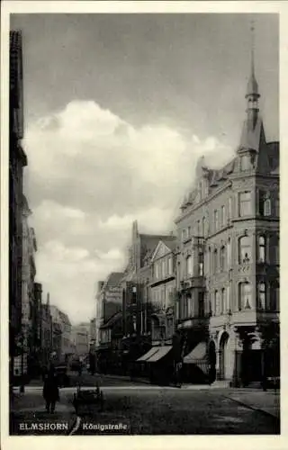 Ak Elmshorn in Holstein, Straßenszene, Königstraße,  Gebäude, Wolken, Kaffe