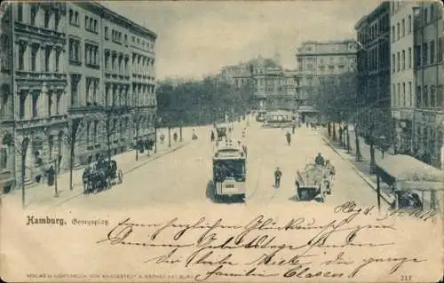 Ak Hamburg Mitte Neustadt, Oberlandesgericht,  Georgsplan, Straßenansicht,  Fahrzeuge und Gebäude