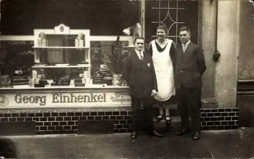 Foto Ak Fleisch und Wurstwaren Geschäft, Georg Einhenkel