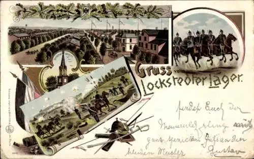 Ak Lockstedt in Holstein, Lockstedter Lager, Verschiedene Szenen, Soldaten, Artillerie, Fahnen, M