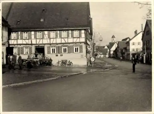 Foto Laichingen in Württemberg, Straße, Passanten, Häuser