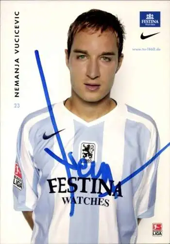 Autogrammkarte Fußballer Nemanja Vucicevic, TSV 1860 München, Autogramm