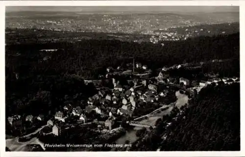 Ak Weißenstein Pforzheim im Schwarzwald, Fliegeraufnahme