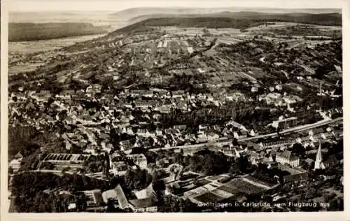Ak Grötzingen Baden Württemberg, Luftaufnahme von Grötzingen, Landschaft, Häuser, Flugzeugperspek