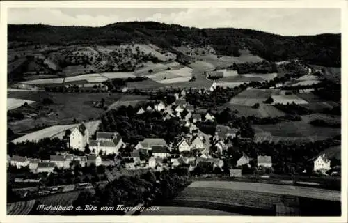 Ak Michelbach an der Bilz Württemberg, Luftaufnahme, ländliche Landschaft, Teilansicht des Dorfes