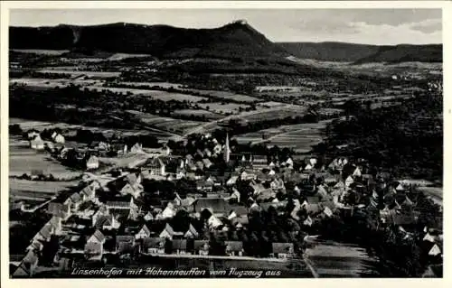 Ak Linsenhofen Frickenhausen in Württemberg,  Hohenneuffen, Luftaufnahme, viele Häuser