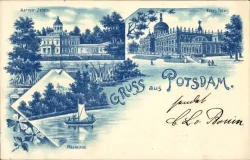 Litho Potsdam in Brandenburg, Marmor Palais, Neues Palais, Pfaueninsel