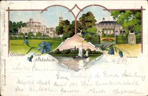 Litho Potsdam, Schloss Babelsberg, Glienicke, Pfaueninsel