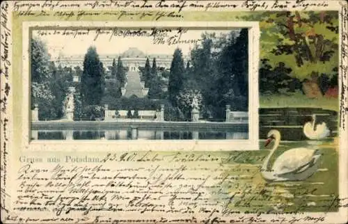 Präge Passepartout Ak Potsdam, Schloss Sanssouci