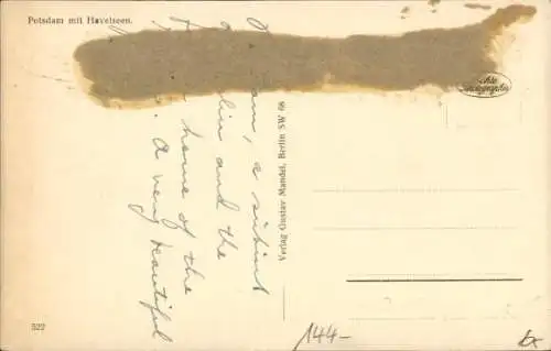 Ak Potsdam, Fliegeraufnahme mit Havelseen