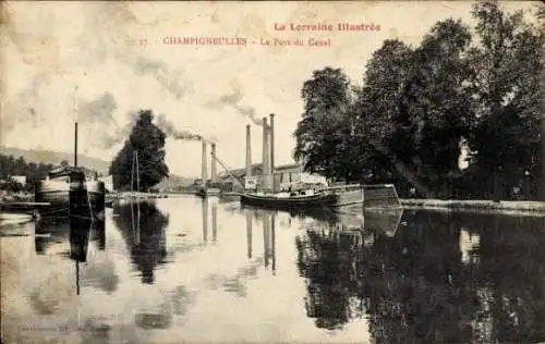 Ak Champigneulles Meurthe et Moselle, Port du Canal, Flusspartie