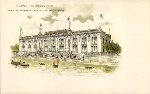 Litho Paris, Weltausstellung 1900, Palais de l'Économie sociale et des congrès