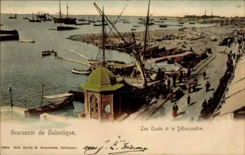CPA Salonique Saloniki Thessalonique Grèce, Les Quais et le Débarcadère