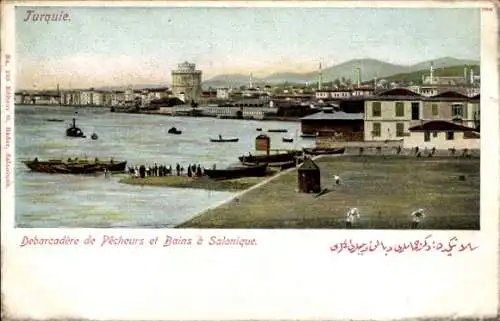 CPA Salonique Saloniki Thessalonique Grèce, Debarcadère de Pêcheurs et Bains