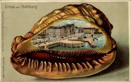 Präge Muschel Litho Hamburg Mitte Neustadt, Jungfernstieg