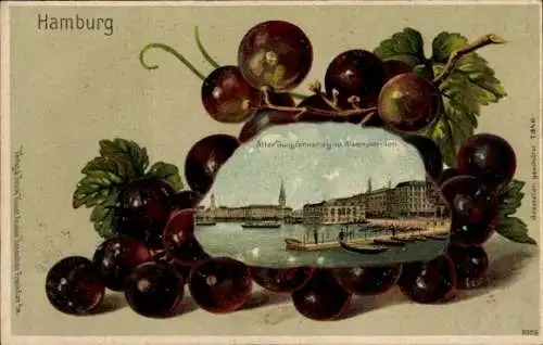 Präge Litho Hamburg Mitte Neustadt, alter Jungfernstieg, Alstenpavillon