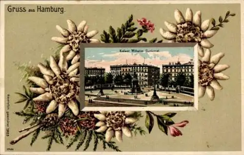 Präge Passepartout Ak Hamburg, Kaiser Wilhelm Denkmal