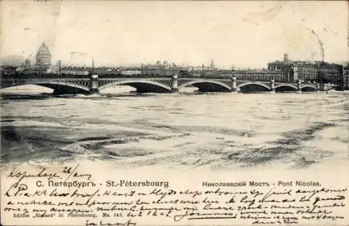 CPA Saint-Pétersbourg Russie, Pont Nicolas