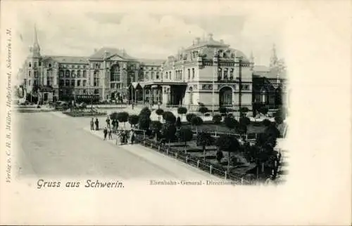 Ak Schwerin in Mecklenburg, Eisenbahn-General-Directionsgebäude