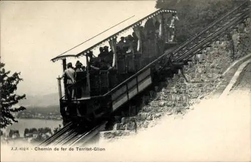 Ak Glion Montreux Kanton Waadt, Chemin de Fer de Territet Glion, Funiculaire, Standseilbahn