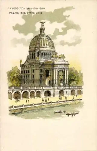 Litho Paris, Weltausstellung 1900, Palais des Etats-Unis