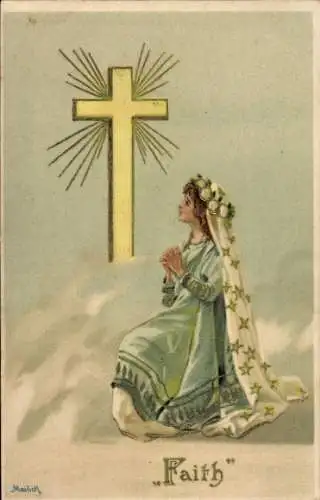 Präge Künstler Ak Mailick, Faith, Kreuz