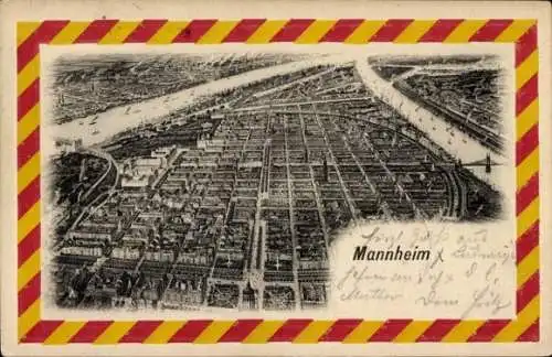 Präge Passepartout Ak Mannheim in Baden, Luftbild