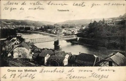 Ak Mettlach im Saarland, Gesamtansicht, Brücke