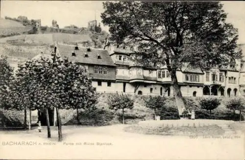 Ak Bacharach Rhein, Partie mit Ruine Stahleck
