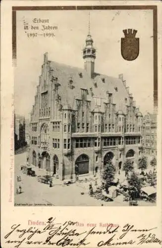 Präge Wappen Ak Linden Hannover in Niedersachsen, Rathaus