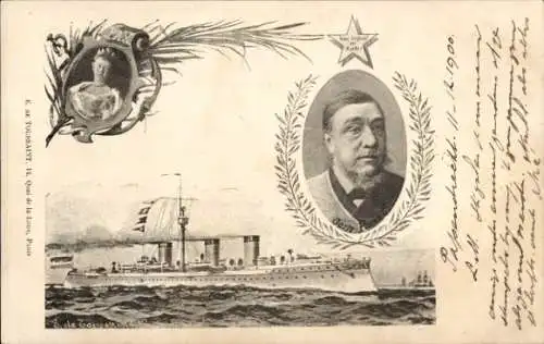 Ak Niederländisches Kriegsschiff, Paul Kruger, Königin Wilhelmina der Niederlande