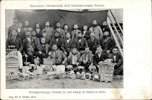Ak Krijgsgevangen Boeren in het kamp te Simon's stad