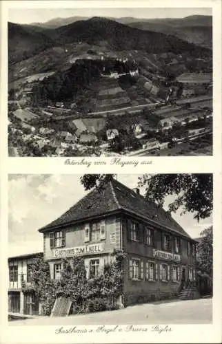 Ak Ortenberg in Hessen, Luftaufnahme von  Gasthaus zum Engel, zweigeschossiges Gebäude