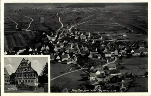 Ak Schafhausen Weil der Stadt in Württemberg, Luftaufnahme von  Rathaus, ländliche Umgebung