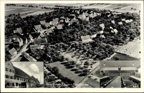 Ak Holzhausen Leipzig in Sachsen, Luftaufnahme von  Gasthaus z. Bären, Blick aus dem Flugzeug