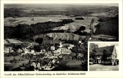 Ak Kirchenkirnberg Murrhardt in Württemberg, Luftaufnahme, idyllische Landschaft, Gasthaus 'Zur K