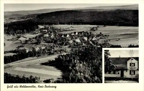 Ak Waldenweiler Althütte in Württemberg, Luftaufnahme von  Gasthaus Rössle, Landschaft, ländliche