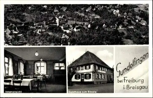 Ak Gundelfingen im Breisgau, Fliegeraufnahme, Gasthaus zum Rössle, Innenansicht